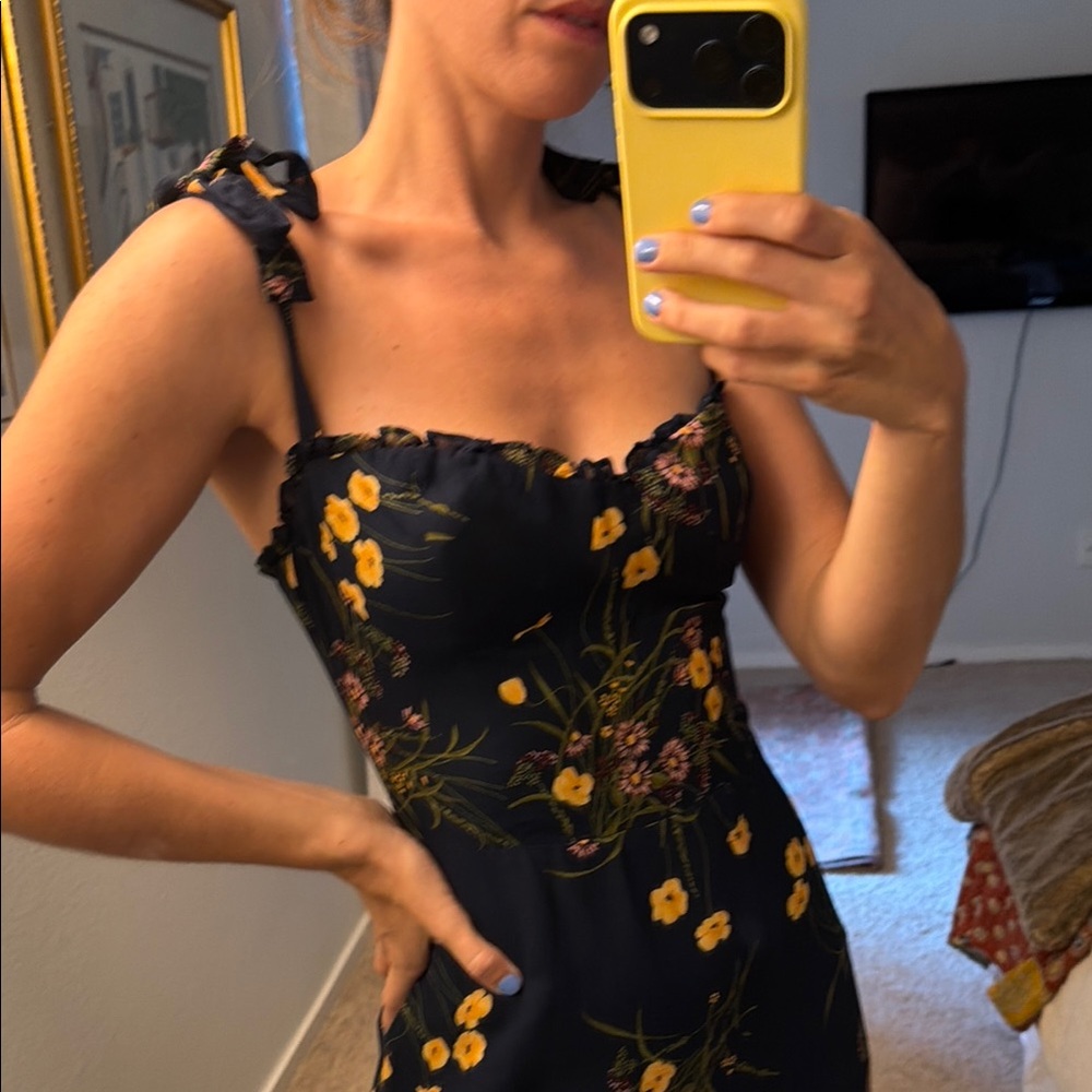 Reformation Black Floral Maxi Dress with Yellow Accents - Picture 3 of 5